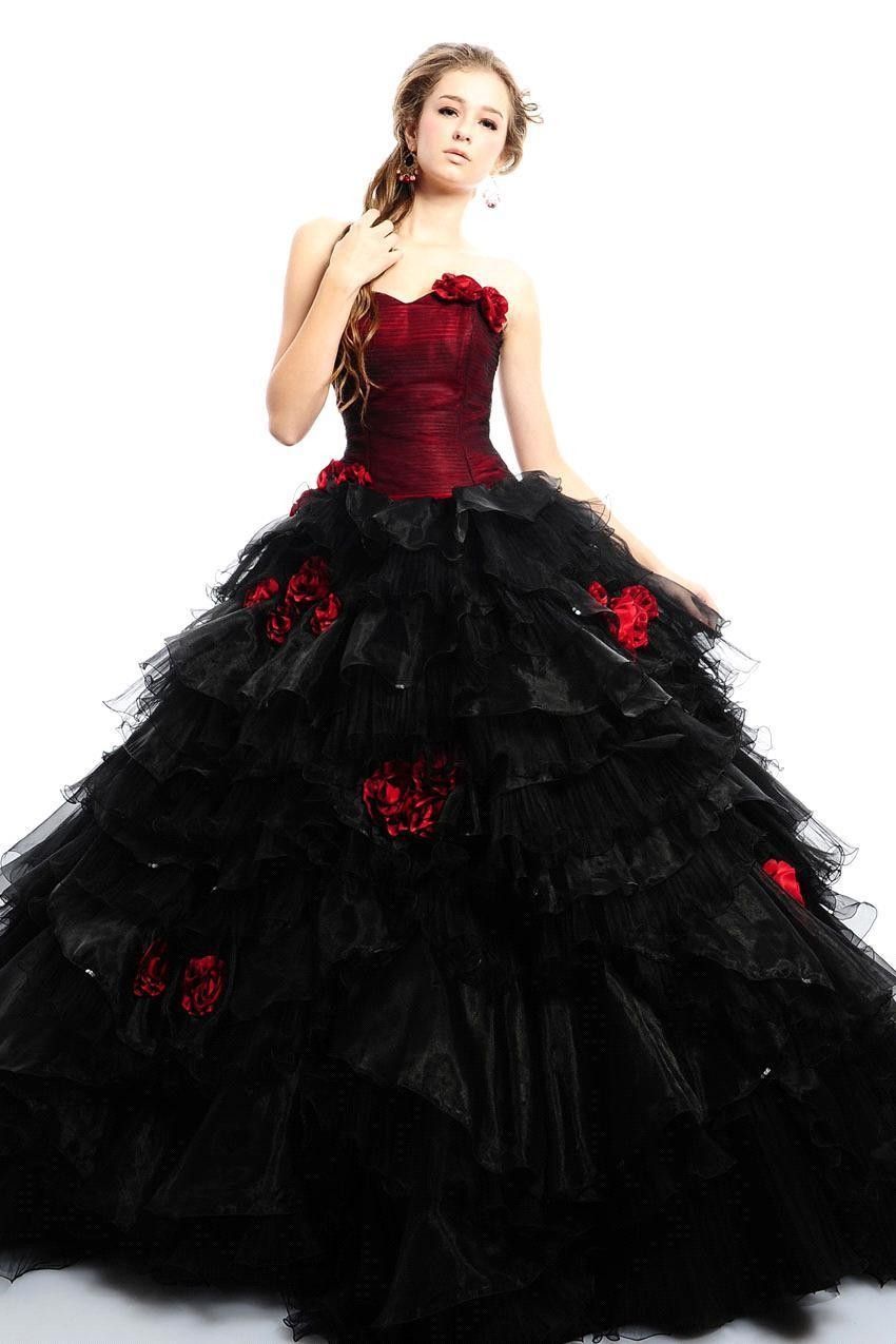 red gothic wedding dress