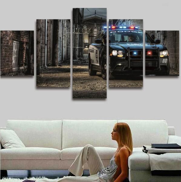 New Sets Canvas Art Prints Police Car Canvas Painting Poster Home