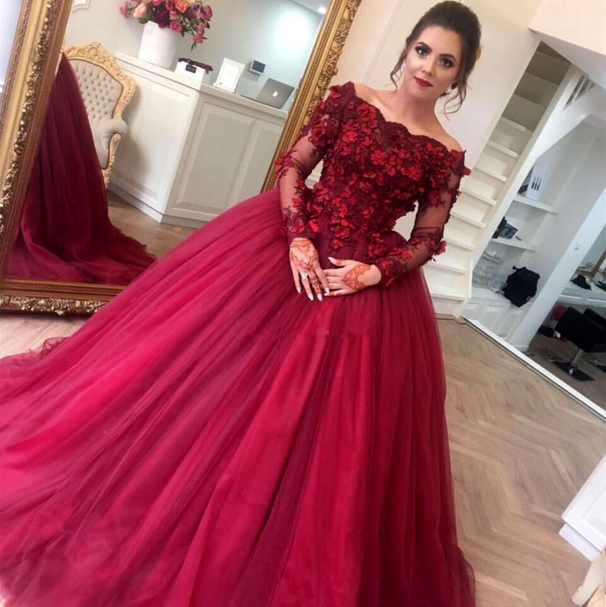 burgundy plus size evening gowns