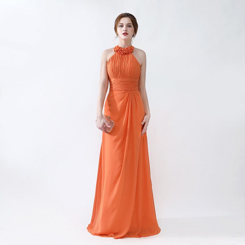 lidee soiree halter gown in orange
