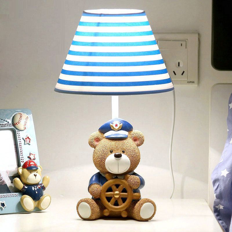 2020 Oovov Cute Bear Captain Baby Room Table Lamp Cartoon Fabric