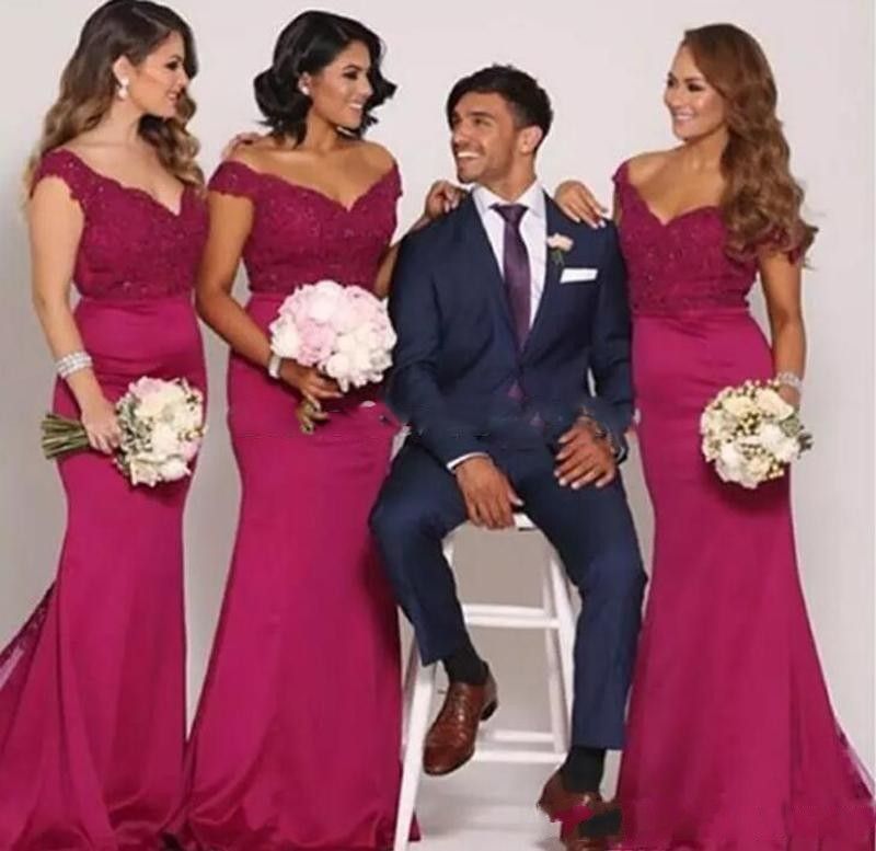 fuchsia mermaid bridesmaid dresses