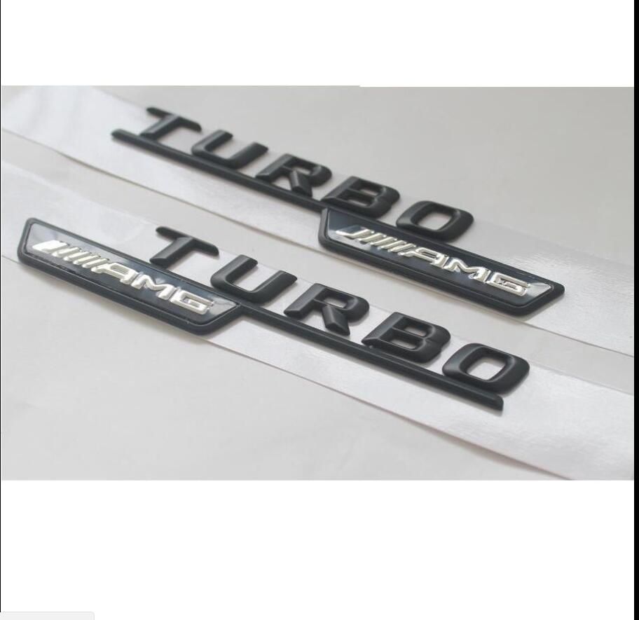 Black /" TURBO //////AMG /" Letters Trunk Emblem Badge Sticker for Mercedes-Benz AMG