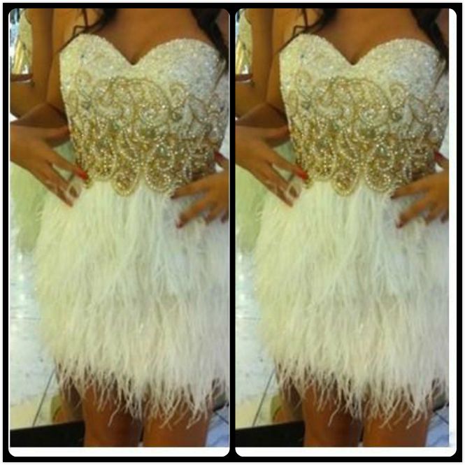 white feather cocktail dress