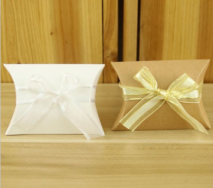 Kraft Paper Pillow Favor Gift Box Wedding Party Favour Gift Candy