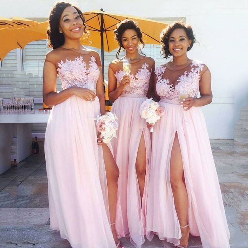 Hot Bridesmaid Dresses Long Baby Pink 