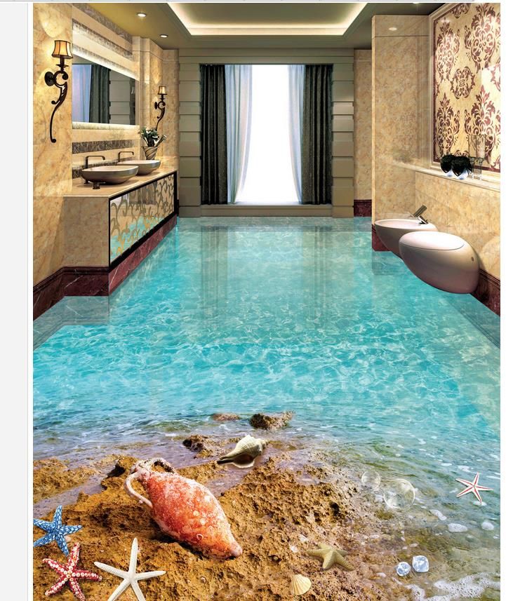 Popular Beach Starfish Shell Beach Ocean Bathroom 3d Floor