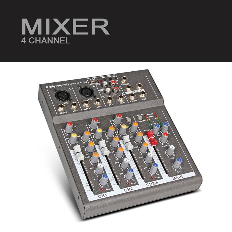 Acheter Y M H 4 Channel F4 Mixer Pour Stage Home Karaoke Dj Show Avec 48v Alimentation Phantom Usb Echo Voic Effet Audio De 75 75 Du Huanyin Dhgate Com