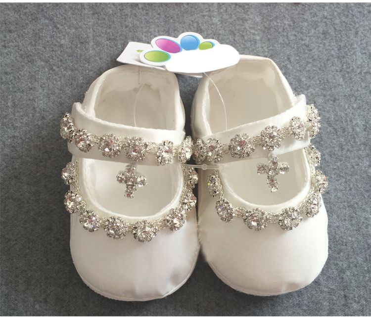 Bling New Llegada Bautismo Zapatos para niños Rhinestone Kids Wear Formal Ropa de marfil Crystal