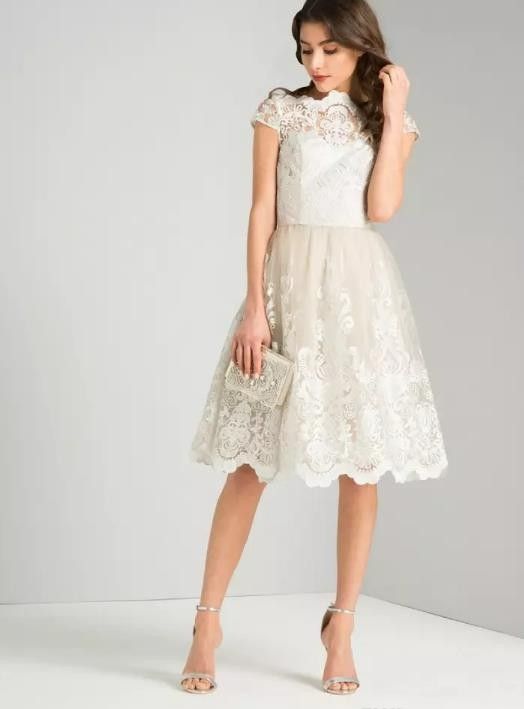 white graduation dress with sleeves