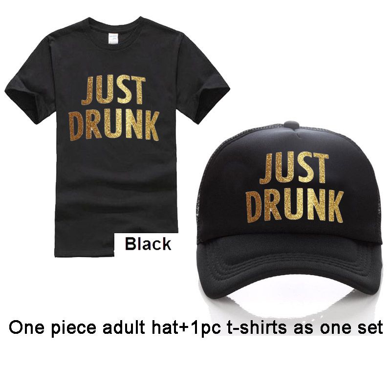 Adult Free Custom Logo T Shirt Just Drunk Golden Glitter Vinyl