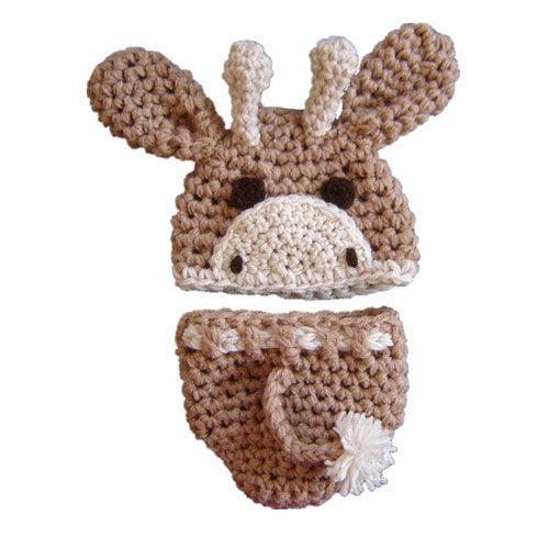 Ready to Ship Newborn Crochet Giraffe Hat Animal Hat Blue Knit Hat Baby Girl Photo prop Baby Boy