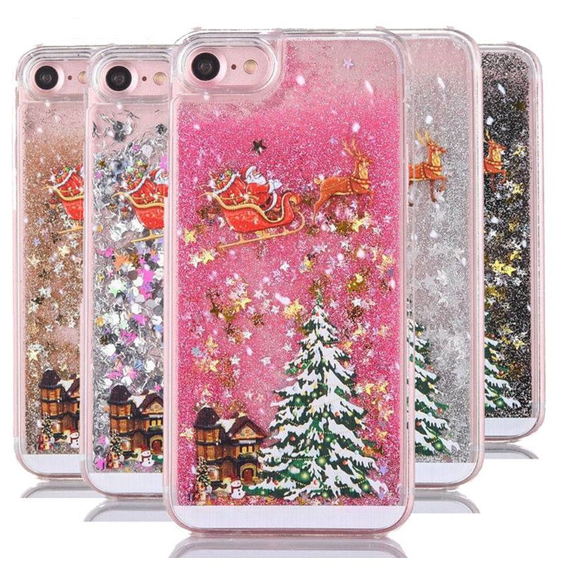 For Iphone 8 7 Fashion Christmas Trees 3d Dynamic Glitter Stars