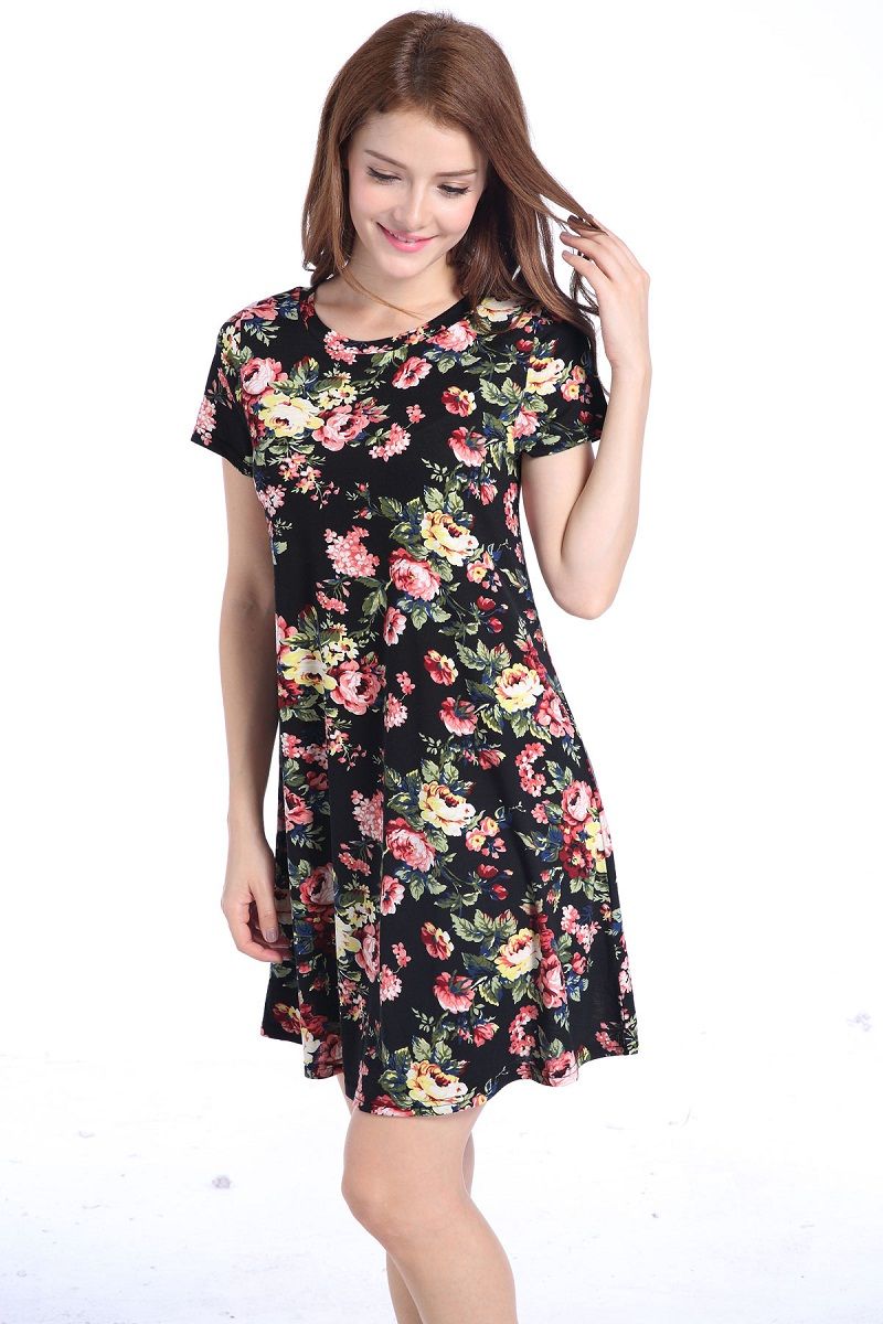 Q Dress Vestido Estampado De Verano Para Mujer Con Cuello Re Q Dress Vestido Estampado De Verano Para Mujer Con Cuello Re