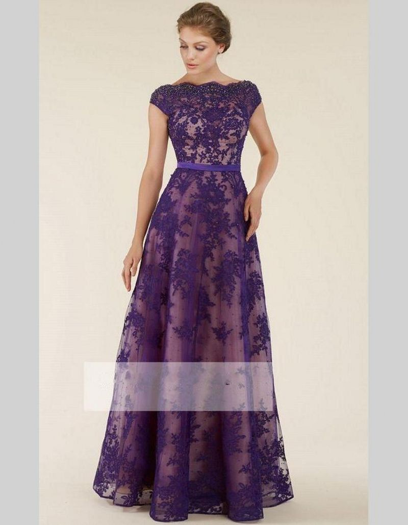 mother of bride purple dress