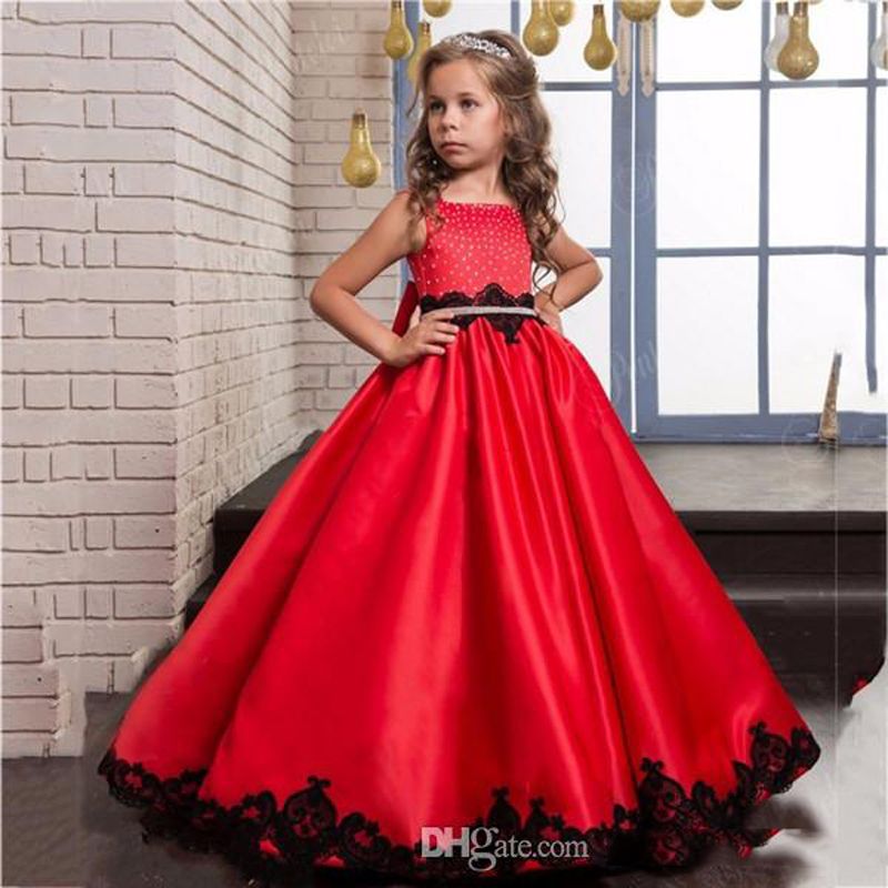 flower girl gown red