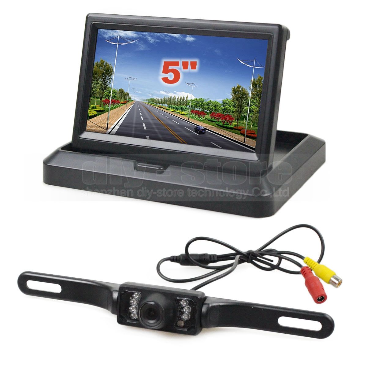 2021 5inch Foldable Rear View Monitor Car Monitor Waterproof IR Night