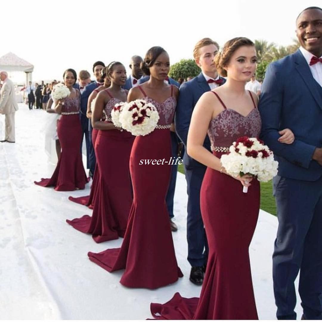 maroon colour bridesmaid dresses