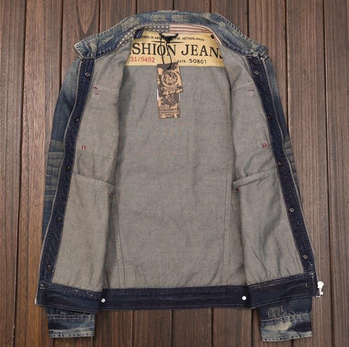 Mens Zipper Motorcycle Biker Denim Jacket Japanese Style Retro Mens Zipper Motorcycle Biker Denim Jacket Japanese Style Retro