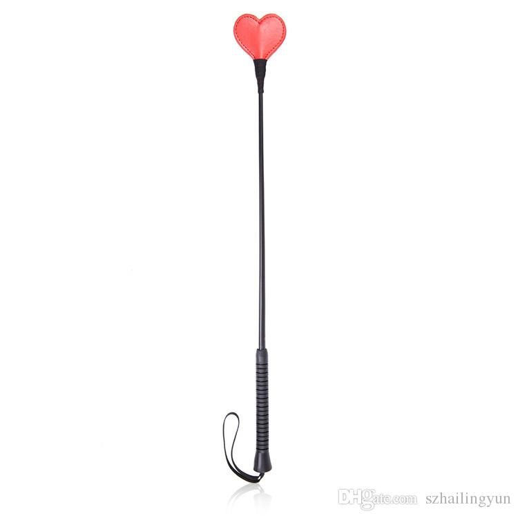 Adult Sex Game Toy , Riding Crop Whip For Femdom Slave Roleplay Spanking  Flogger Whip Red heart-shaped PU Leather
