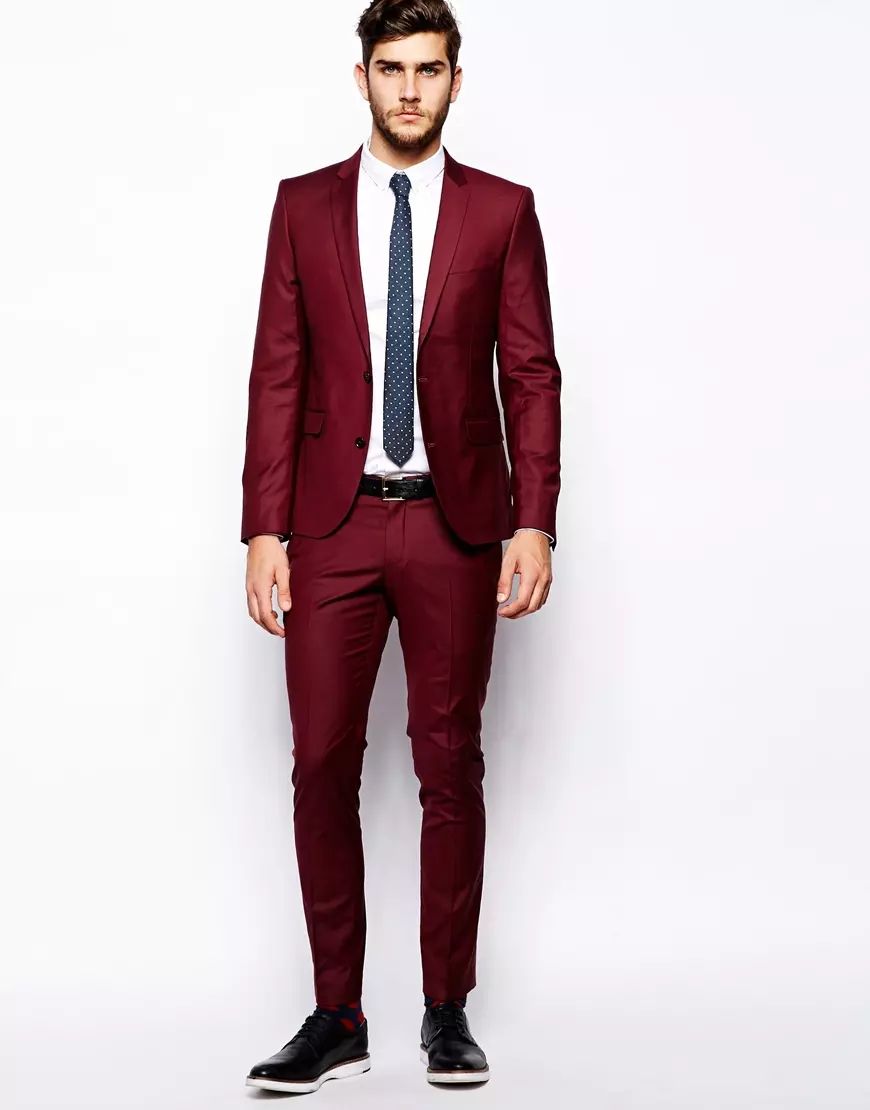 red formal suit