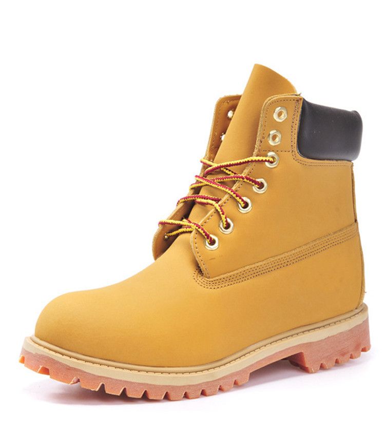 yellow hiking boots