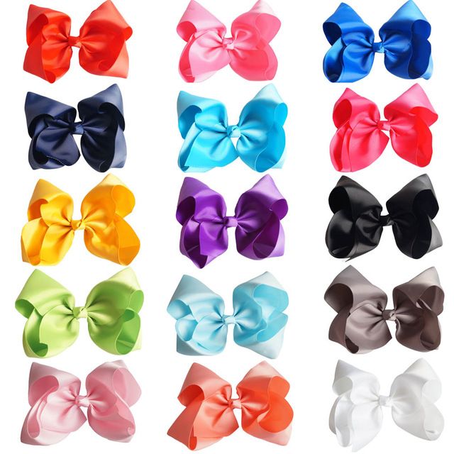 8 Inch 15 pcs//lot Large Girls Hair Bows Grosgrain Ribbon Large Clip Handmade