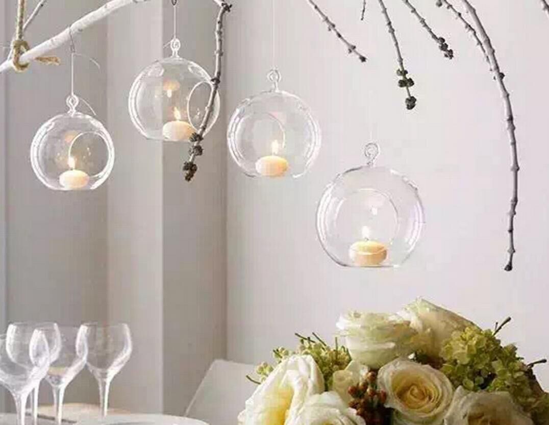 Hanging Glass Candlestick Glass Ball Candle Holder Wedding Home