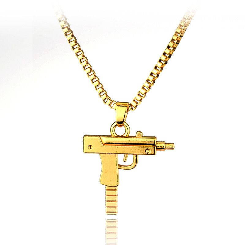 Wholesale Mix Color Hip Hop Long Necklace Gold Rose Plated Pistol Uzi Gun Pendants Necklaces Hiphop Gun Necklace For Men Women Party Silver Chain Silver Jewellery From Yiwuming 24 28 Dhgate Com - gun roblox t shirt necklace