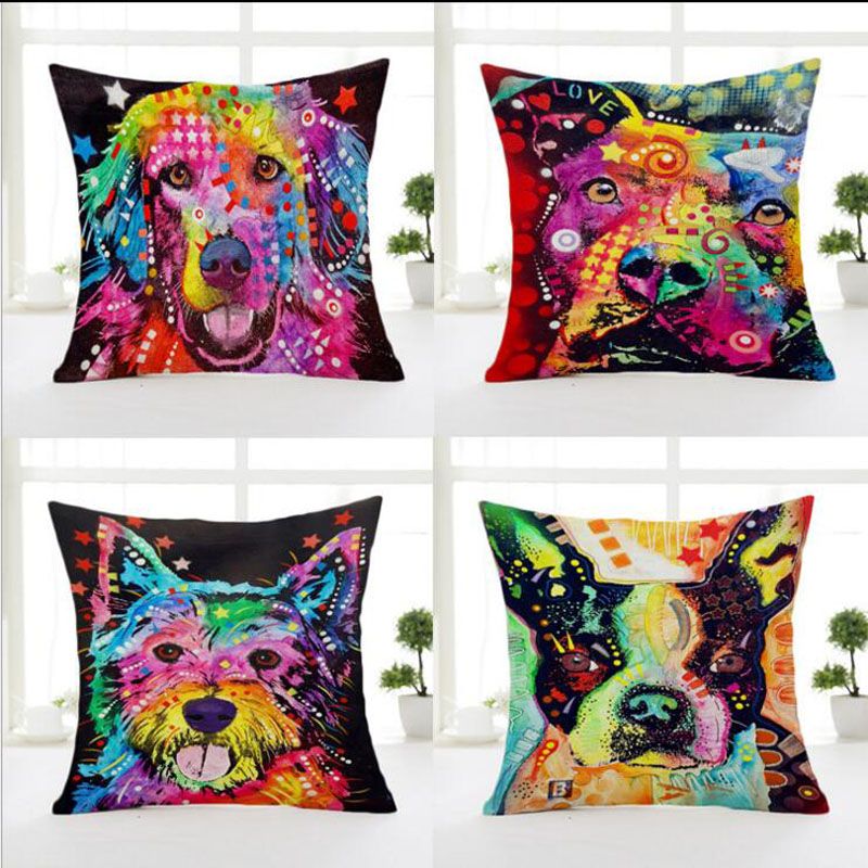 American Graffiti Cartoon Dog Printed Pillowcase Creative Hand