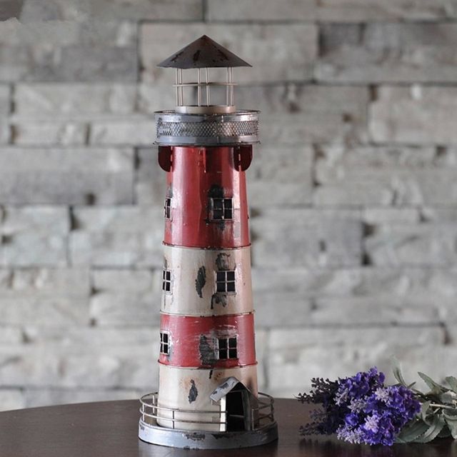 Mediterranean Lighthouse Iron Candlestick Table Home Decor Metal Candle Holder ★日本の職人技★