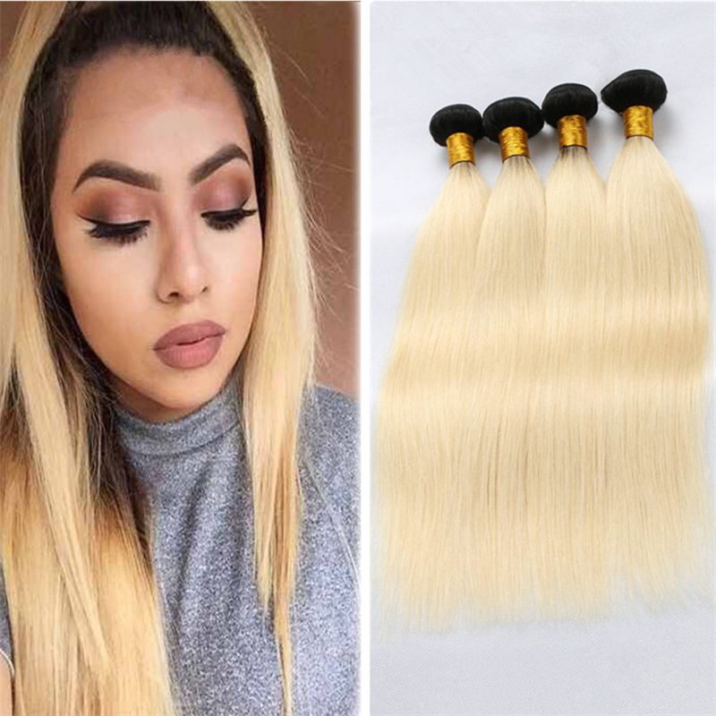 400g Two Tone 1b 613 Ombre Peruvian Virgin Hair Weaves Dark Roots