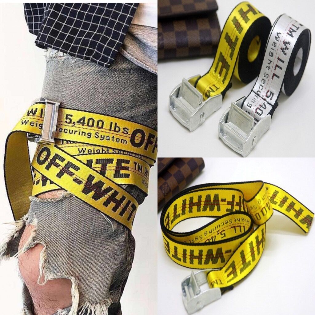 Off White Belt Unisex Hip Hop Fashion Men Women Yellow Logo Letters