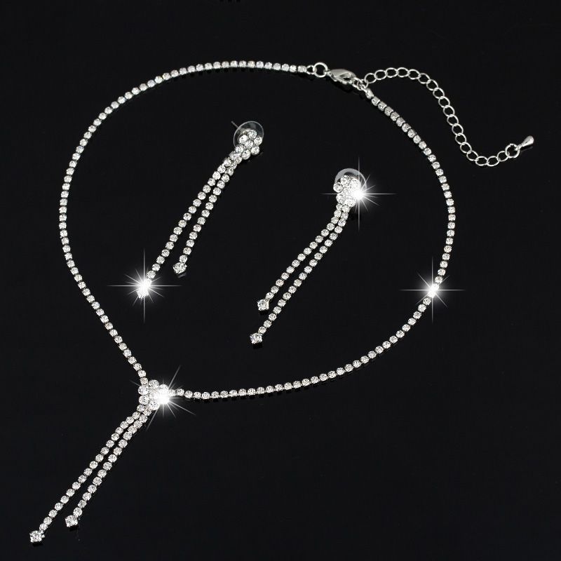 Set Di Gioielli Da Sposa Con Strass Di Cristallo Orecchini - Foto 3