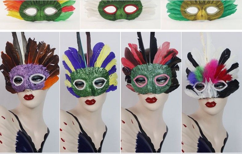 FIREWSJ Máscara De Fiesta De Disfraces Máscara De Halloween Mascarada Princesa Hombres Y Mujeres Encaje De Plumas Cara Completa Máscara Blanca 