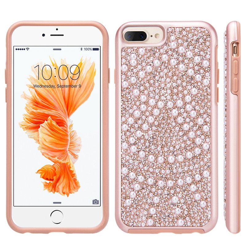 Compre Luxo Strass Case Para Iphone 8 7 Plus Hard Phone Voltar Lace Brilho  Diamante Genuíno Pérola Híbrido Capa Para Iphone7 Iphone8 7 Mais Barato |  Entrega Rápida E Qualidade | Pt.Dhgate