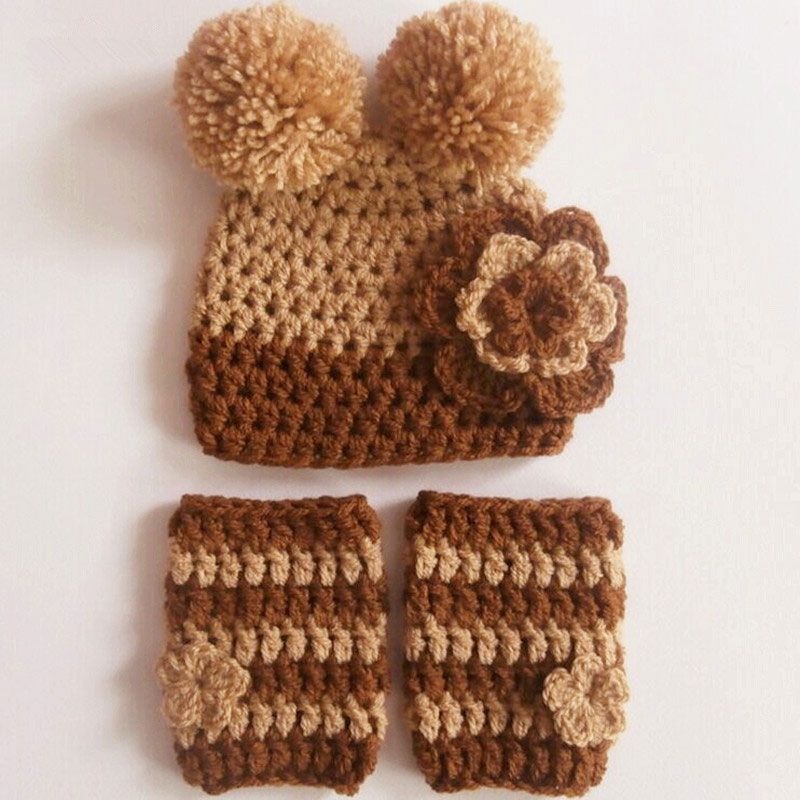 nouveau Tricot bébé chapeau à pompon 0-3 mois
