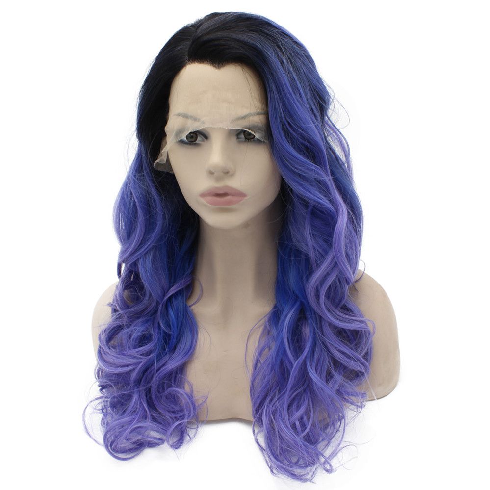 Long Wavy Dark Root Ombre Violet Purple Blue Tone Lace Front Wig Natural From Zzxsherry 50 Dhgate Com