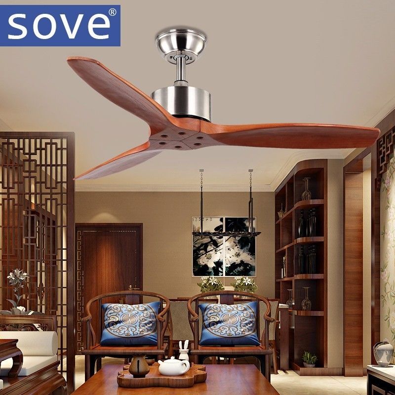 2019 Sove 42 Inch Vintage Wooden Ceiling Fans Without Light Bedroom Home Fan 220v Ceiling Fan Wood Remote Control Ventilador De Teto From Langui