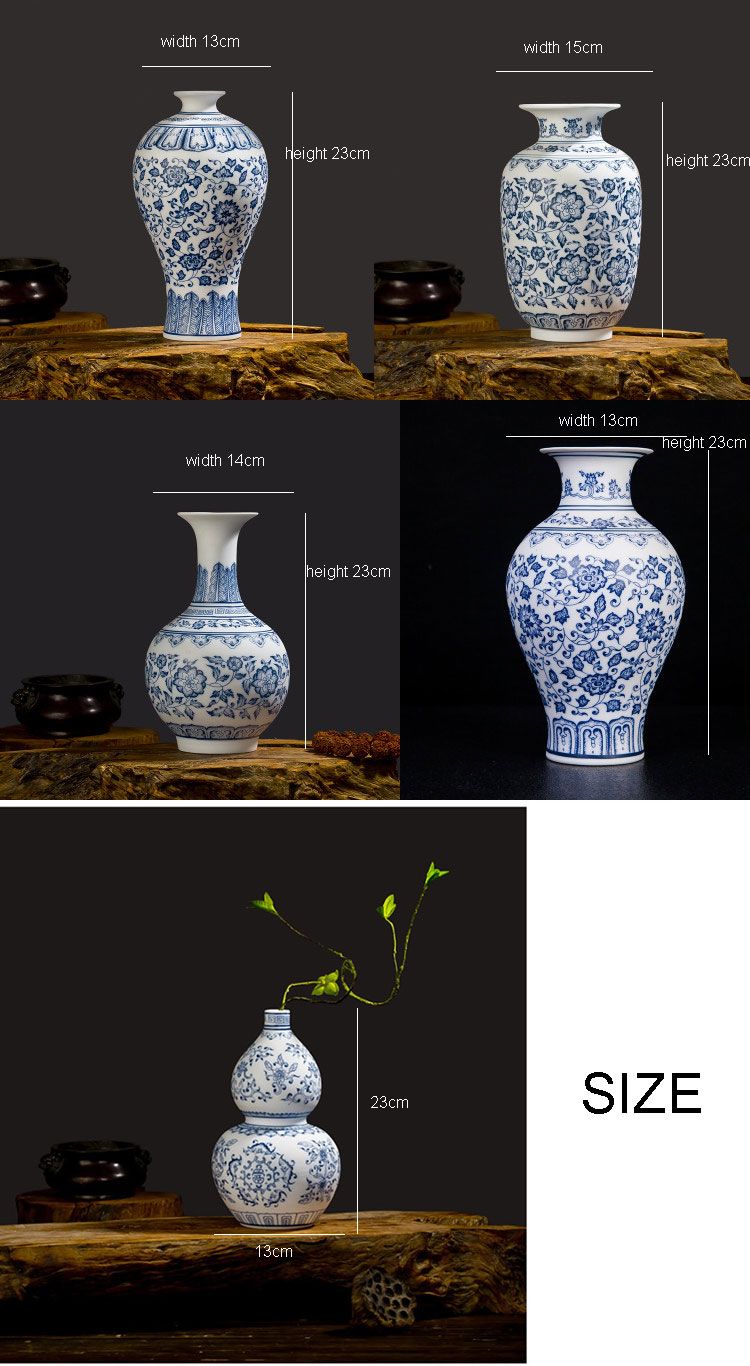 Blue And White Porcelain Vases Interlocking Lotus Design Flower
