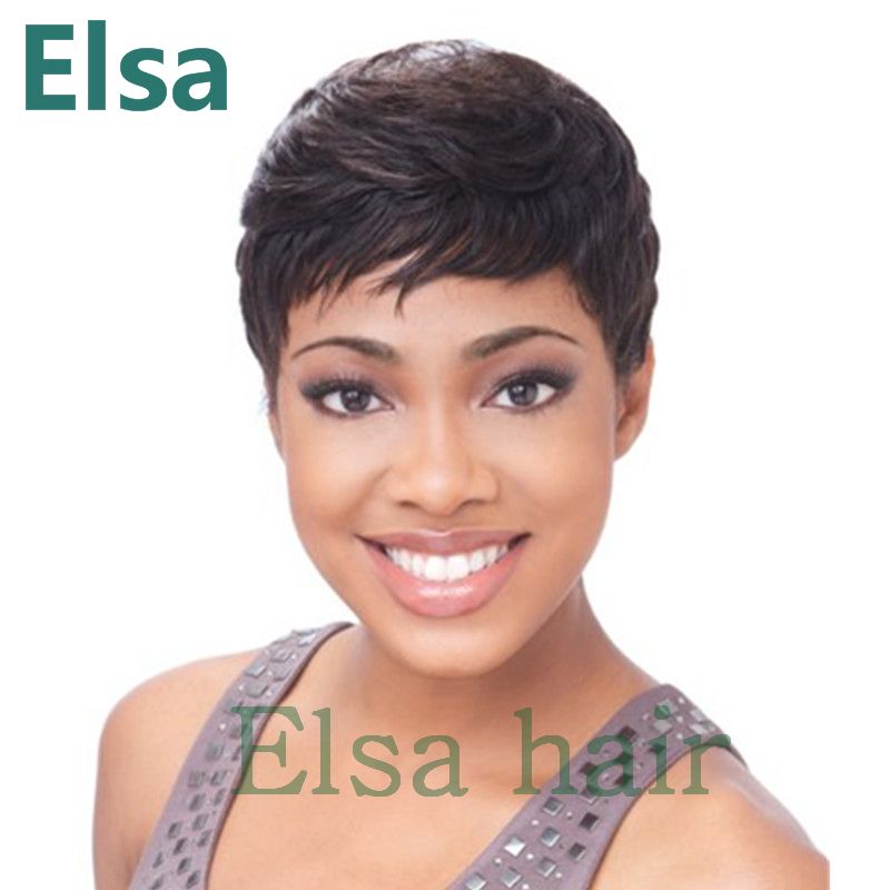 Short Wigs For African American Women Rihanna Short Pixie Human