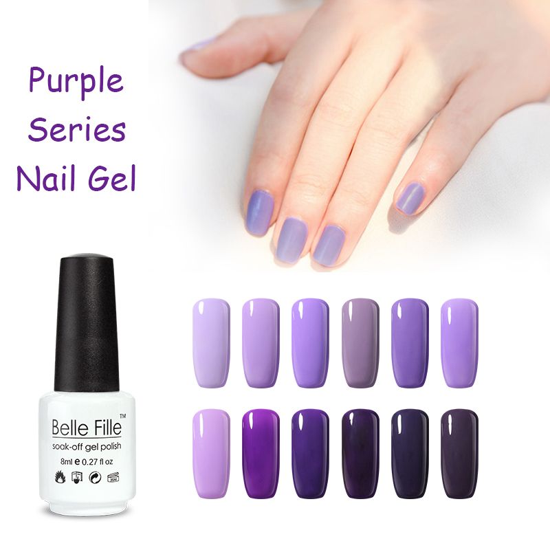 Wholesale 8ml Uv Nail Gel Polish Natural Royal Purple Color Manicure Lacquer Diy Nail Art Soak Off Varnish Nail Gel Vernis Semi Permanent Nail Gel