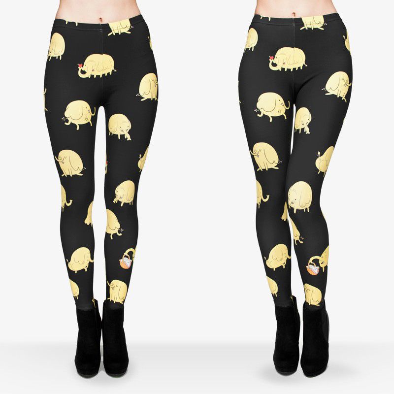 Women Tree Trunks Elephant Graphic Print Skinny Stretchy Yoga Leggings
