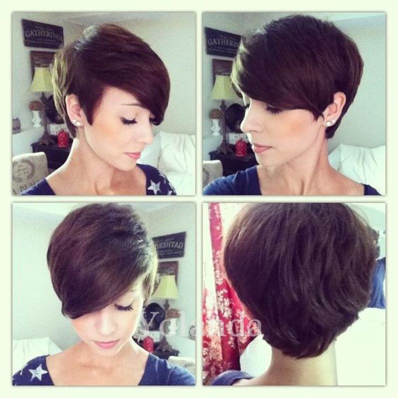 Brazilian Short Celebrity Pixie Human Hair Wigs African American