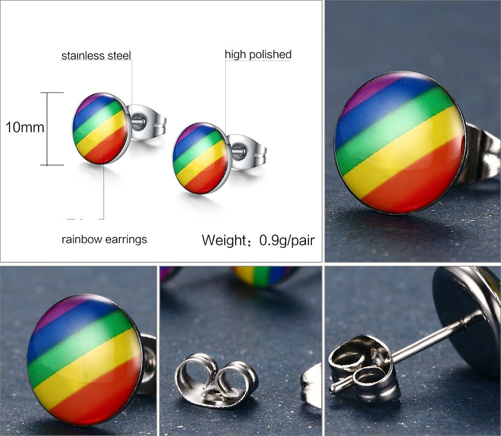 thumbnail image 2 of Jewelry Stainless Steel Fashion Rainbow Ear Stud Earring For Gay Lesbian Pride Cf11xgxuzi7 2 of 14