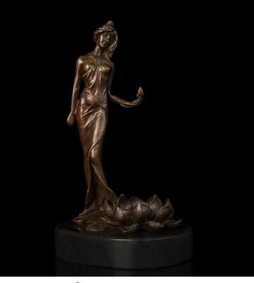 2020 Vintage Crafts Arts Classical Bronze Girl Statue Sanding By Lotus Casting Sculpture For Sale Interior Design From Du13 150 6 Dhgate Com