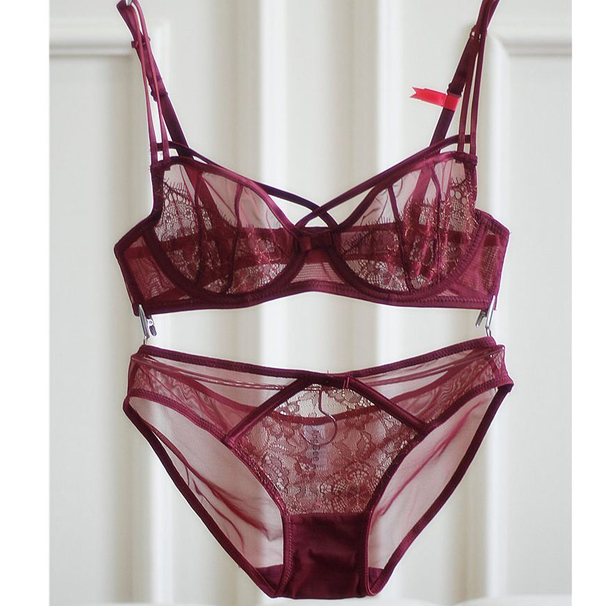 maroon bra panty set