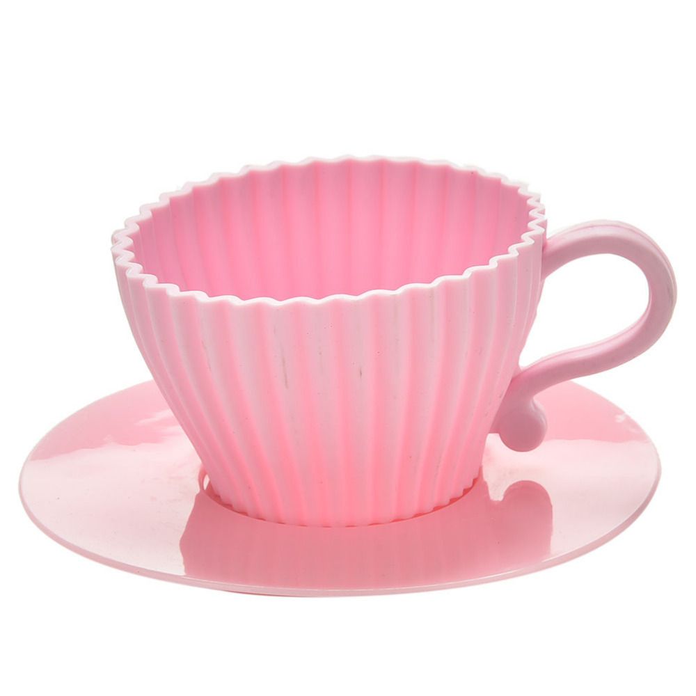 2021 Chocolate Tea Cup Case Mold With Saucers White Pink Silicone