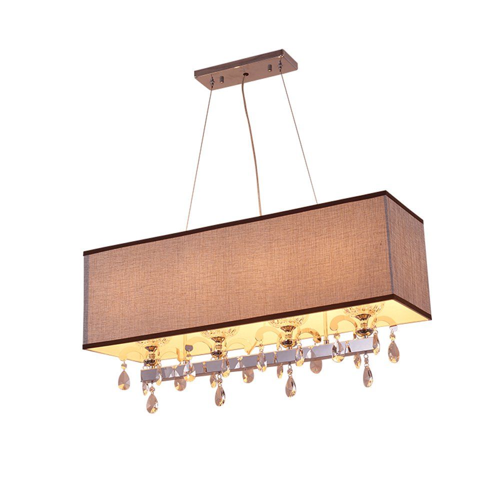 Modern Dining Room Crystal Rectangle Pendant Light Grey Fabric Lampshade Kicthen Living Polished Chrome Chain Lighting - Rectangle Pendant Lighting Modern Dining Room Crystal Rectangle Pendant Light Grey Fabric Lampshade Kicthen Living Polished Chrome Chain Lighting - Rectangle Pendant Lighting