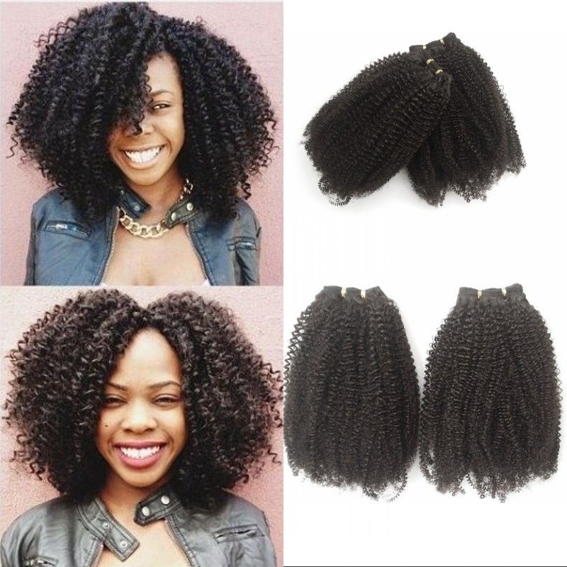 2 Bundles Afro Kinky Curly Human Hair Weaving Mongolian Virgin